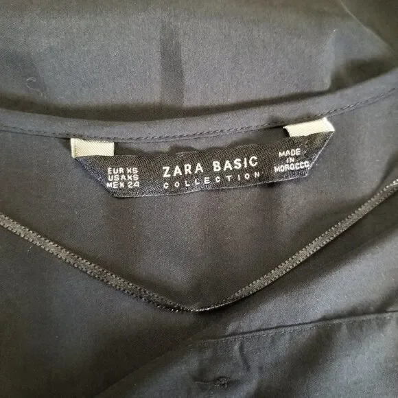 Zara Basic long sleeve silky black tunic size XS - Picture 4 of 4